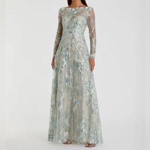 Mac Duggal size 12 evening gown floral embroidered long sleeve gown NWOT